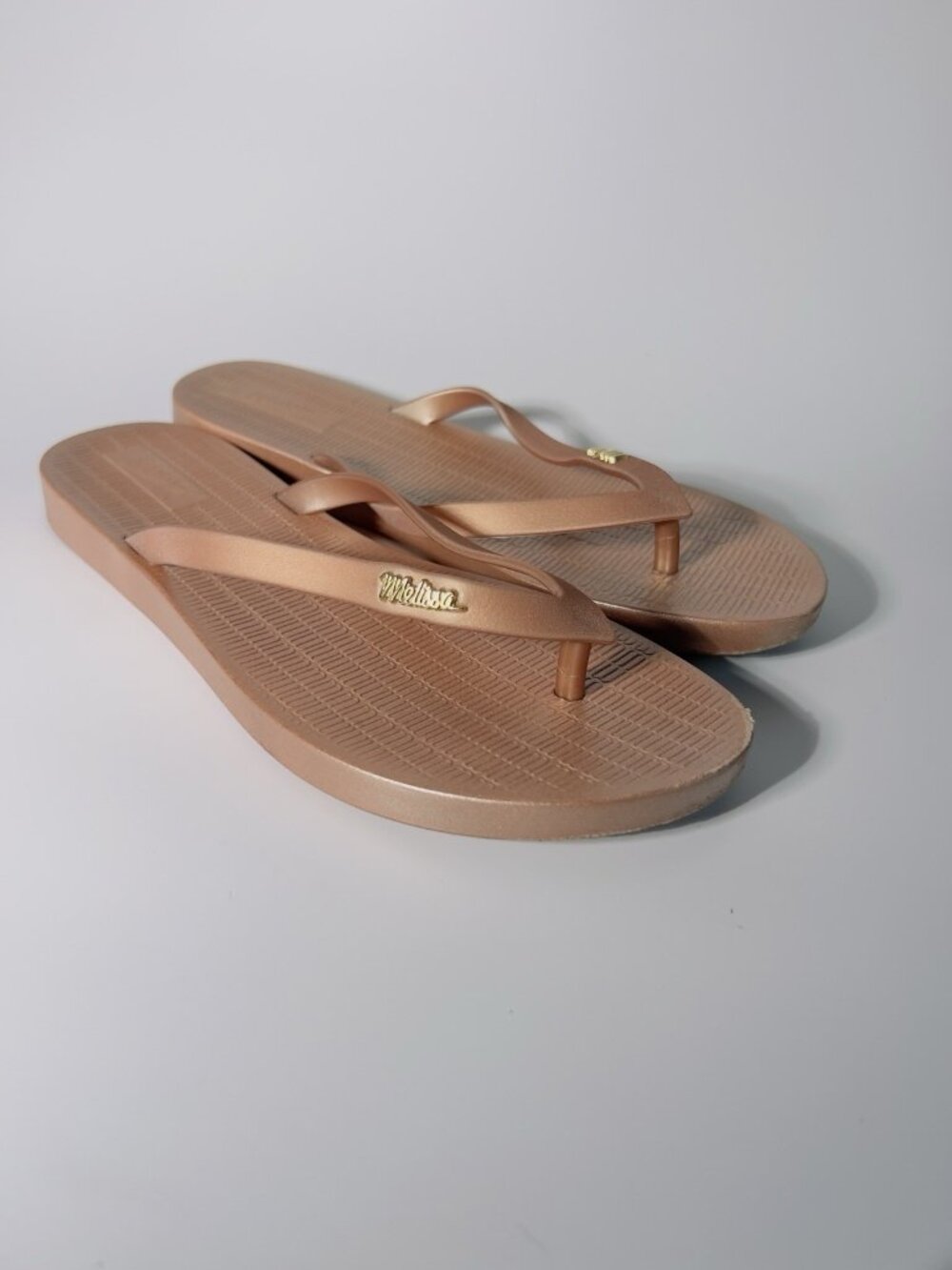 Melissa Sun Venice Flip Flop Metallic Gold Women’s Size 8